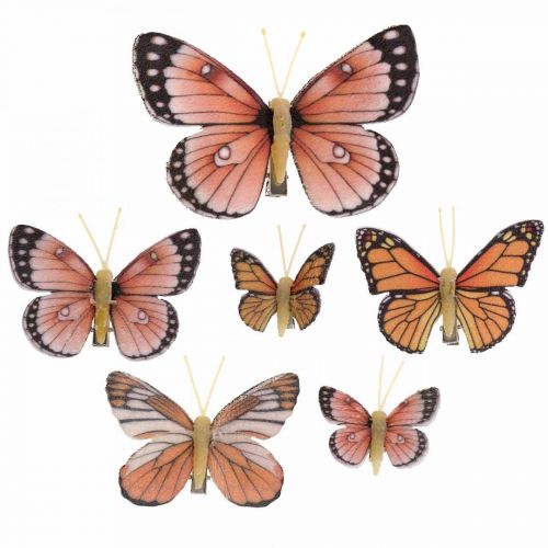 Floristik24 Deco-perhoset klipsillä B4,5-11,5cm 10kpl ruskea oranssi
