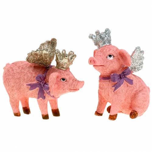 Koristeellinen figuuripossu kruunulla 9cm 2kpl