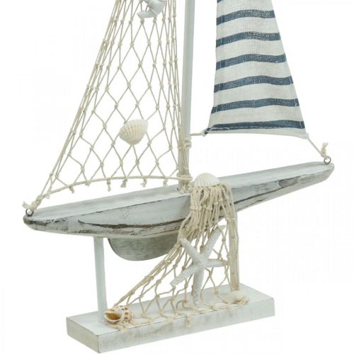 Floristik24 Deco Purjevene Puu Valkoinen Sininen Maritime Deco Ship 28×3×55cm