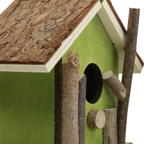 kohteita Koristeellinen lintumaja puinen koristeellinen pesimälaatikko vihreä luonnollinen H14,5cm 2 kappaletta