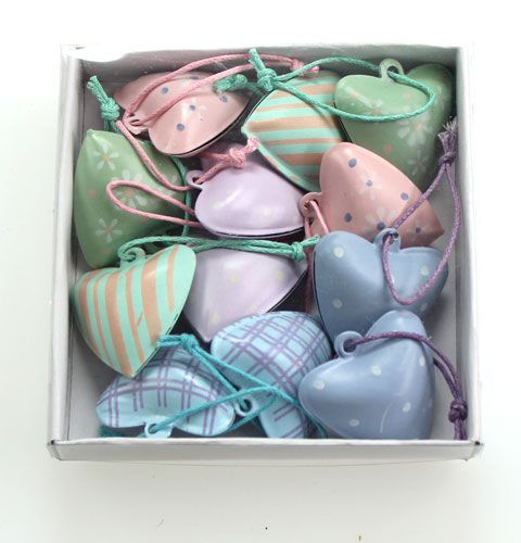 Floristik24 Metallinen sydän ripustettavaksi motiiveilla 3cm 12kpl