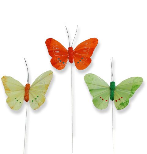 Floristik24 Koristeelliset perhoset langalla, moniväriset 8 cm