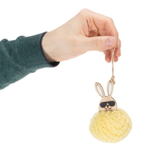 kohteita Pääsiäispupun koriste, ripustettava, pörröinen pupu, keltainen, Ø7cm, 6 kpl