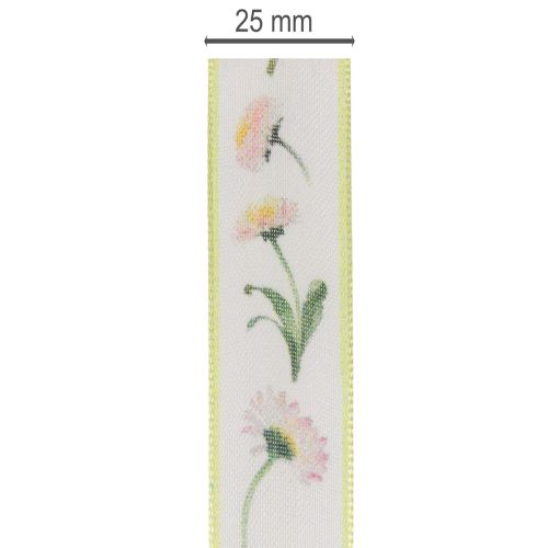 Lahjanauha Bellis-kukkakuviolla askarteluun ja pakkaamiseen, 25 mm x 20 m | Floristik24.fi
