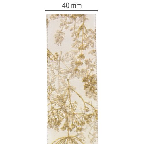 Lahjanauha kasviaiheilla, tilli-koristenauha, 40 mm leveä, 20 m pitkä | Floristik24.fi