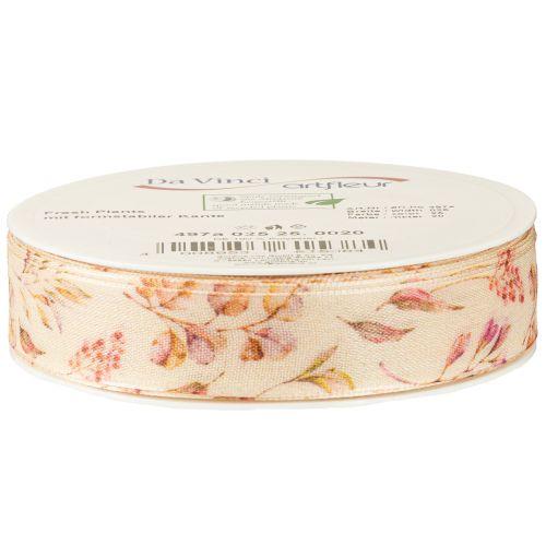 kohteita Koristenauha syksyn koristekankaasta beige vanhapinkki 25mm 20m