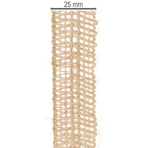 kohteita Koristeellinen juuttinauha, luonnonvärinen, 25 mm; juuttinauha; maalaismainen lahjanauha, 10 m