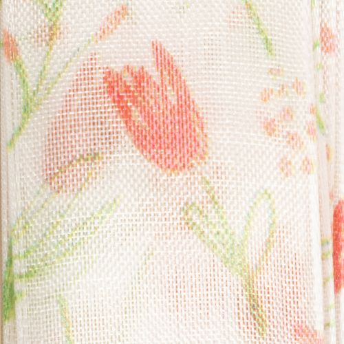 kohteita Lahjanauha tulppaanikuviolla, luova erityistilaisuuksiin ja sesongin koristeluun, 2,5 cm leveä, 18 m pitkä