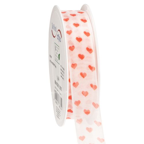 Sydämillä koristeltu lahjanauha, ihanteellinen luoviin pakkausideoihin ja henkilökohtaisiin lahjoihin, 2,5 cm leveä, 15 m pitkä