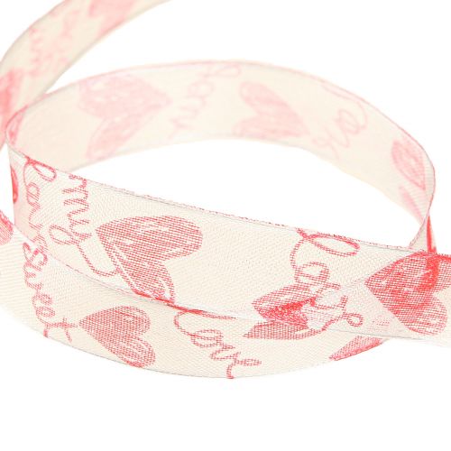 kohteita Koristeellinen nauha sydämillä Love valkoinen punainen organza kangas 15mm 20m