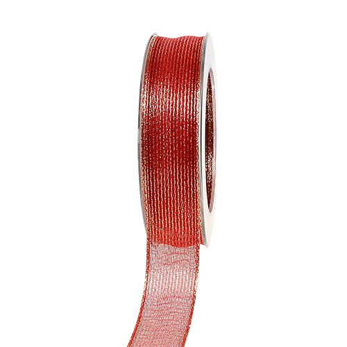 Koristeellinen nauha, jossa lurex-raidat, punainen 25mm 20m ostaa | Floristik24.fi