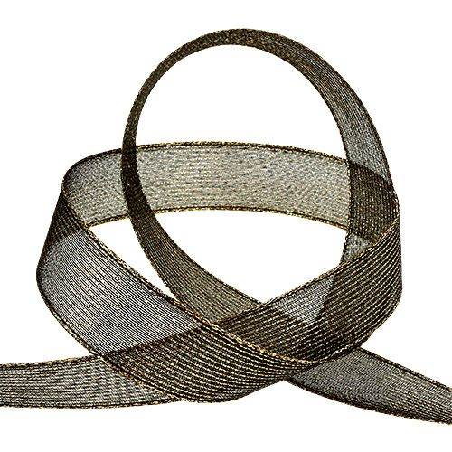 Koristeellinen nauha, jossa lurex-raidat, musta 25mm 20m | Floristik24.fi