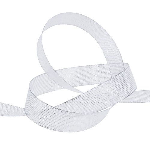 Koristenauha lurex raidoilla hopea 25mm 20m | Floristik24.fi