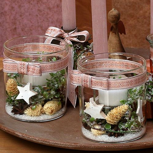 Floristik24 Koristeellinen nauha kuviolla vaaleanpunainen 15mm 20m