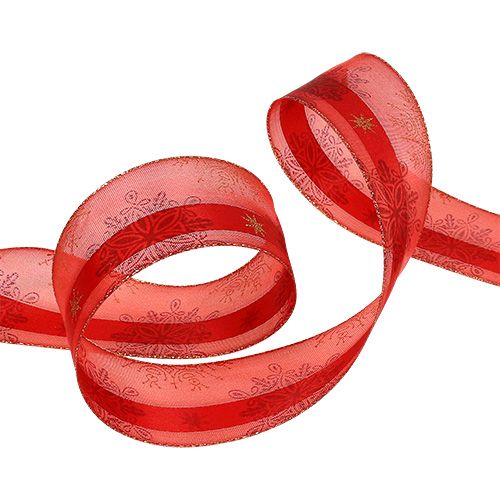 Koristenauha, jossa on muotoa säilyttävä reuna Punainen 40mm 20m | Floristik24.fi