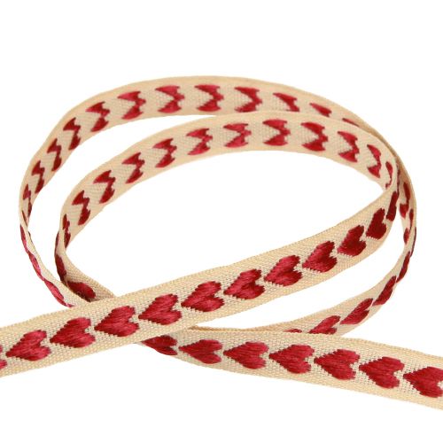 kohteita Koristenauha punaisilla sydämillä lahjanauha beige 10mm 15m