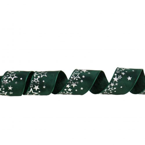 kohteita Deco nauha tähtikuvio vihreä-hopea 40mm 25m