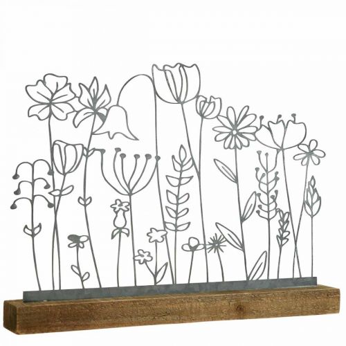 Floristik24 Näytön metallikoristeet pöytäkoriste kukkaniitty 37×5×27,5cm