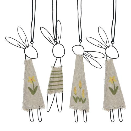 Floristik24 Koristefiguurit metallinen kaniripustin musta luonnollinen 19cm 4 kpl