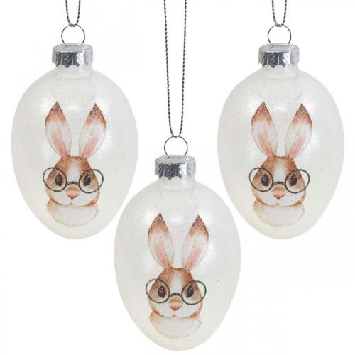 Deco ripustin lasi deco eggs kani laseilla glitterillä 5x8cm 6kpl