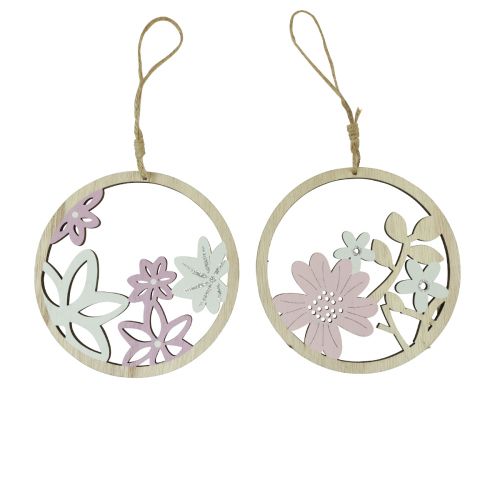 kohteita Koristeellinen ripustinpuukukkia luonnonvalkoinen violetti glitter Ø12cm 6 kpl