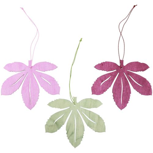 Deco ripustin puu syksyn lehdet vaaleanpunainen violetti vihreä 12x10cm 12kpl