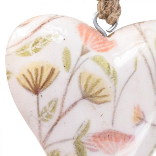 Floristik24 Deco ripustin puinen sydän deco ripustin kuvio kukkia 7x10x2,5cm