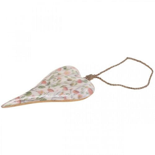 Floristik24 Deco ripustin puinen sydän deco ripustin kuvio kukkia 12x2,5x20xcm