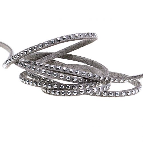 Floristik24 Koristeellinen nahkajohto harmaa niiteillä 3mm 15m