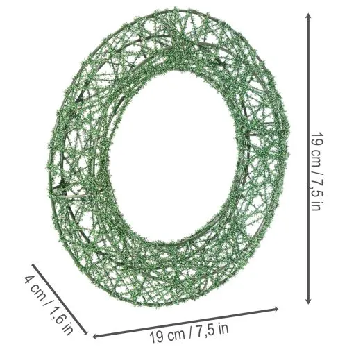 Vihreä koristeellinen metalliverkkokranssi tee-se-itse-projekteihin, 19 cm, 2 kpl | Floristik24.fi