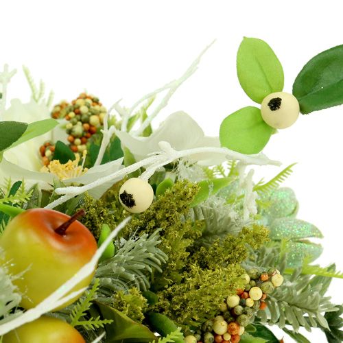 Floristik24 Koristeellinen seppele ruusuilla Ø40cm valkoinen, vihreä