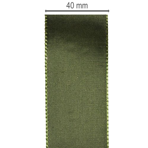 Satiininauha lahjapaketointiin, taftinauha, vihreä, 40 mm leveä, 5 m pitkä | Floristik24.fi