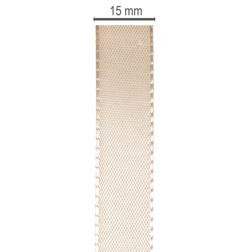 Koristeellinen satiininauha taftinauha beige 15mm 50m | Floristik24.fi