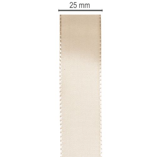 Koristeellinen satiininauha beige taftinauha 25mm 50m | Floristik24.fi