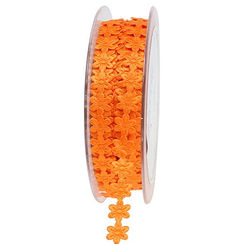 Koristeellinen nauha kukalla 1cm oranssi 20m | Floristik24.fi