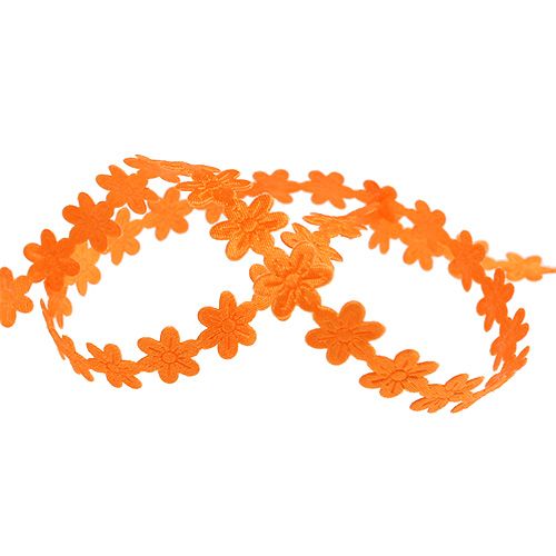 Koristeellinen nauha kukalla 1cm oranssi 20m | Floristik24.fi