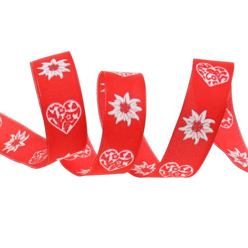 Floristik24 Koristelu nauha Edelweiss punainen 25mm 20m