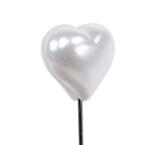 Floristik24 Koristeellinen sydäntappi valkoinen 1,5cm 36kpl