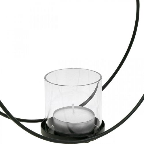 Floristik24 Koristeellinen rengaslyhty metallinen kynttilänjalka musta Ø28,5cm