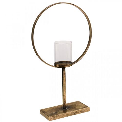 Koristelyhty metallinen kynttilänjalka Kultainen lasi Ø28cm
