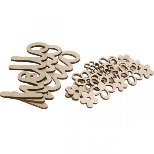 kohteita Puiset koristekukat &quot;Hello&quot; luontokyltti magneetilla 18/19,5cm 6kpl
