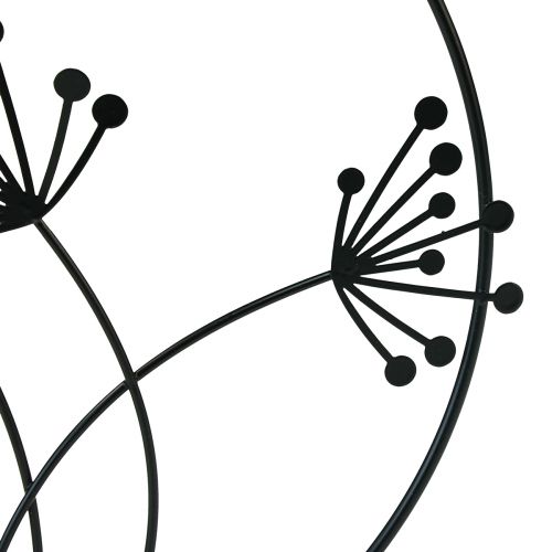 kohteita Koristeellinen rengas metalliriippuva koriste musta kukat Ø23cm 2 kpl