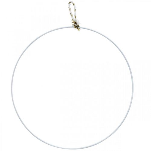 Floristik24 Koristerengas metallivalkoinen ripustamiseen metallisormus Ø38cm 3 kpl