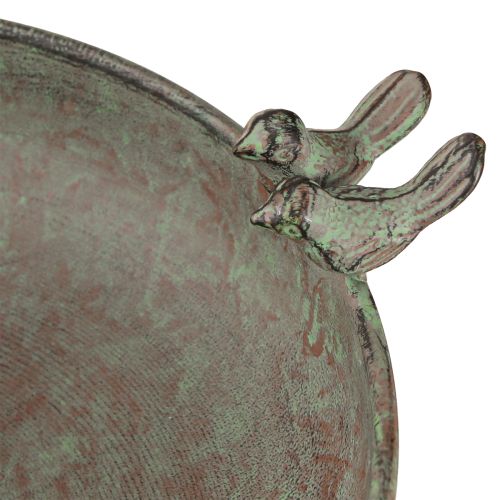 kohteita Koristekulho linnuilla Metallikulho Antiikkivihreä ruskea Ø30cm