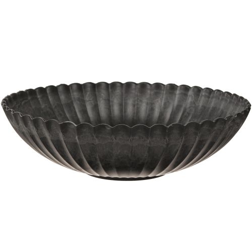Koristeellinen pyöreä kulho antrasiittikuvioinen kukkamalja urilla Ø28cm