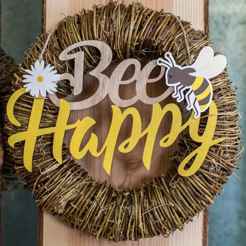 Koristeellinen kyltti mehiläinen &quot;Bee Happy&quot; kesäkoristelupuu 31×18cm 2kpl