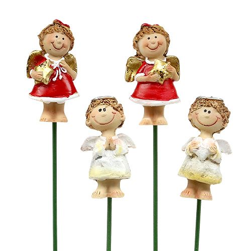 Floristik24 Koristeellinen pistoke enkeli punainen, valkoinen 4,5cm L28cm 8kpl