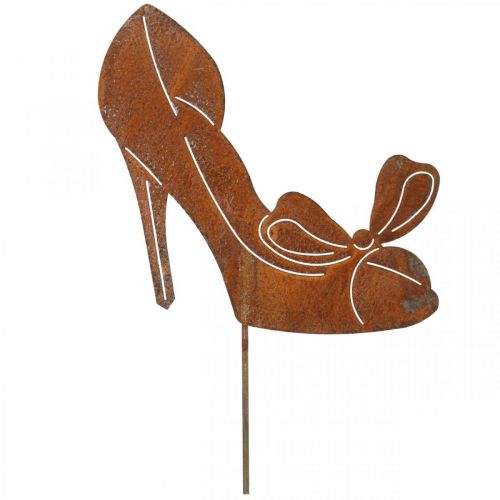 Floristik24 Naisten kenkä pistokkeena, puutarhakoristeita, prinsessakenkä rusetilla patina H19,5cm