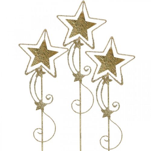 Floristik24 Deco plug star kultaa kimalteleva H54cm 4kpl