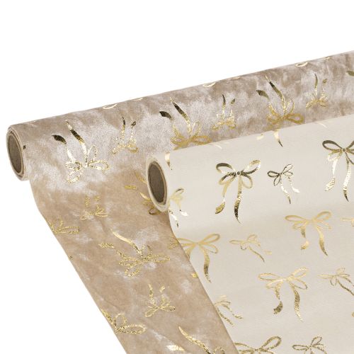 Pöytäliina, koristeellinen kangas kapeilla ruseteilla, rullassa, 120x35cm, 2 kpl ostaa | Floristik24.fi